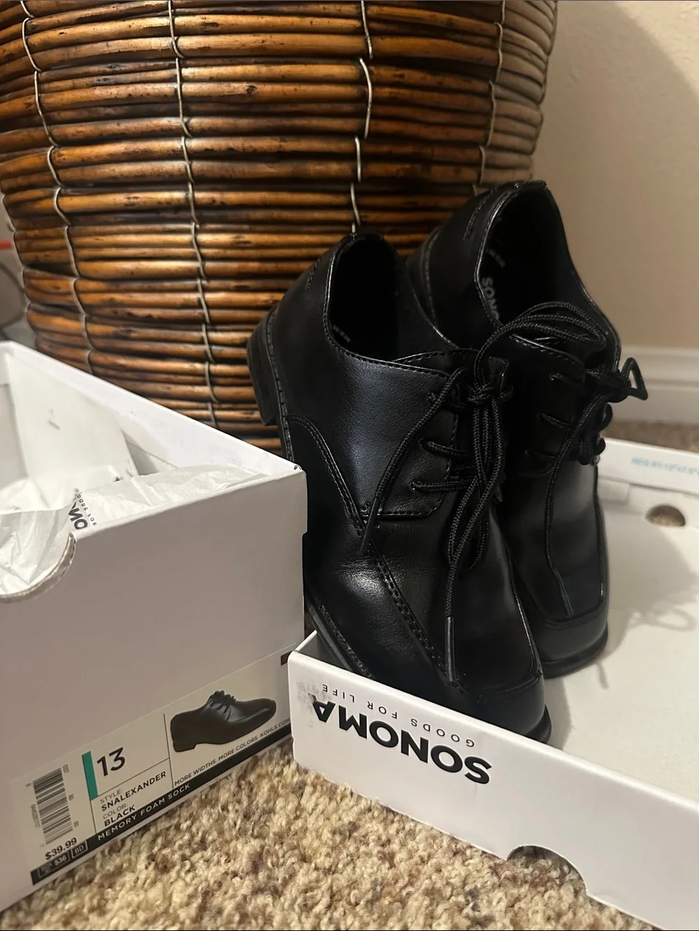 Kids’ Sonoma Black Lace-Up Work-Inspired Oxfords